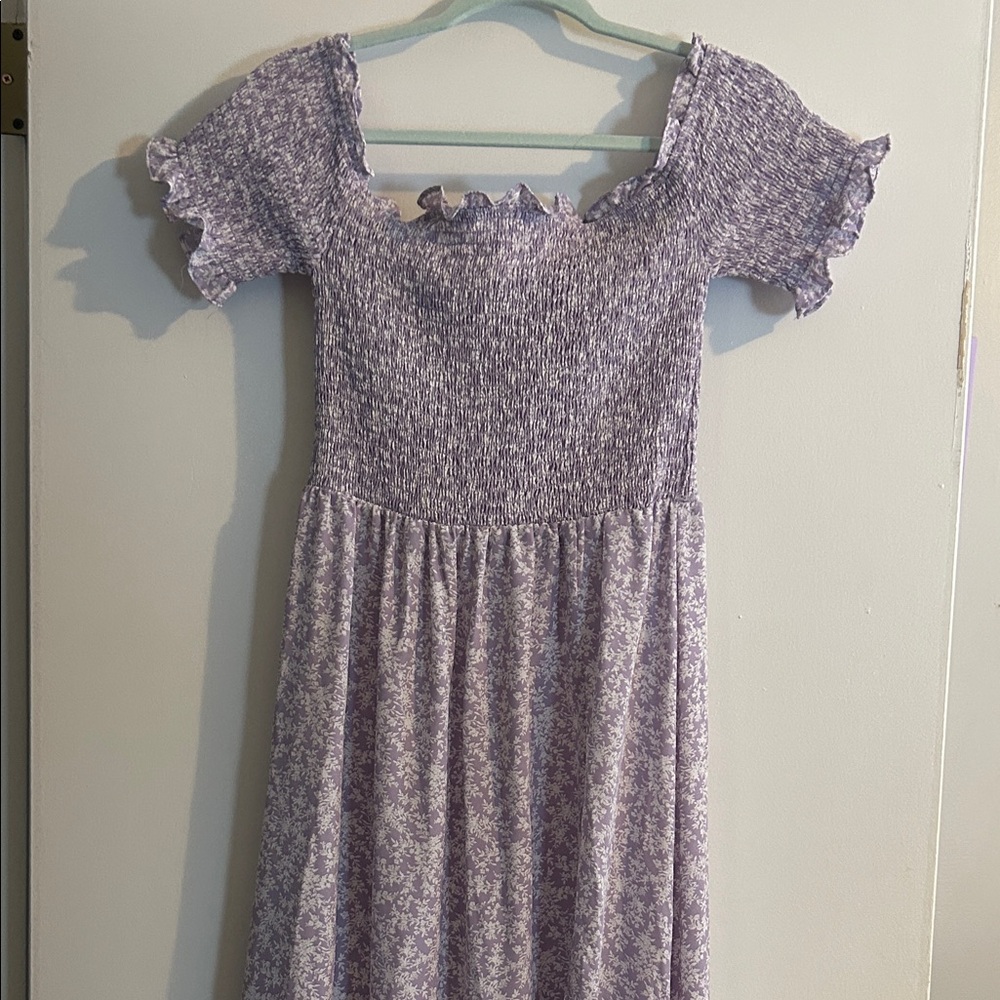 Francesca's Collections Purple Floral High Low Dress
